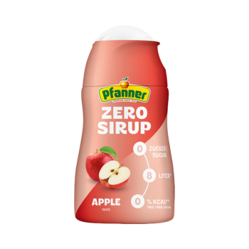 Pfanner ZERO Sirup Apfel, 1:140 verdünnbar, ergibt ca. 8 Liter, 57ml Produktbild, Vorderseite der Verpackung